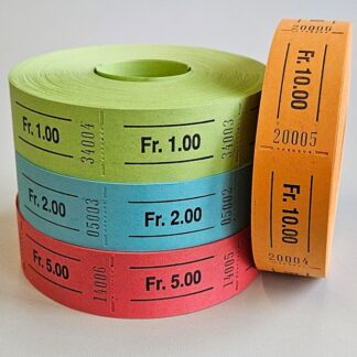 Rouleaux avec 1'000 coupons avec impression de la valeur