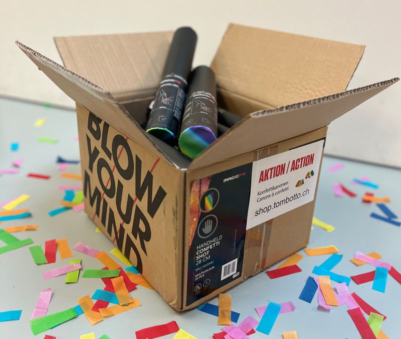 ACTION – 20 pcs<br>Canons à confetti<br>28 cm – multicouleur