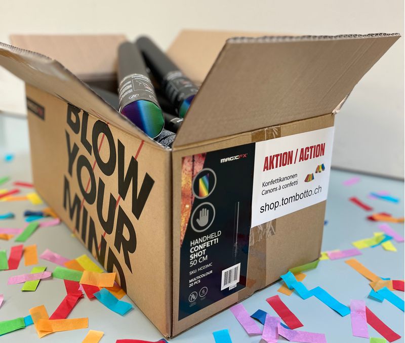 ACTION – 20 pcs<br>Canons à confetti<br>50 cm – multicouleur