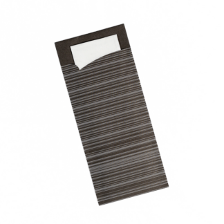 tombotto Bestecktasche schwarz-grau mit Serviette