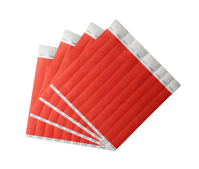 Bracelets Tyvek 100 pièces <br>à numéros doubles, rouge – Image 2