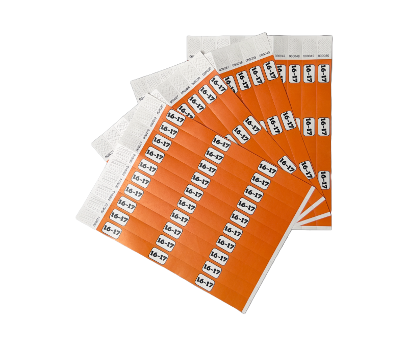 Bracelets Tyvek 100 pièces <br>16-17 orange – Image 2