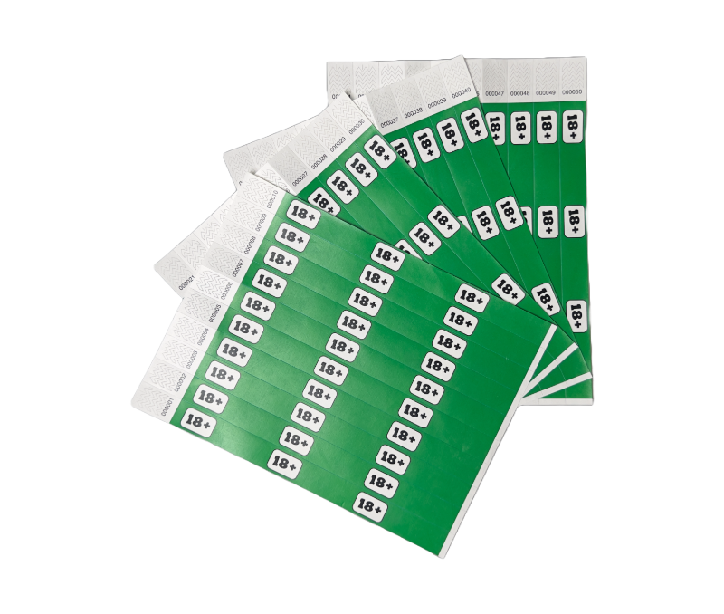 Bracelets Tyvek 100 pièces <br>18+ vert – Image 2