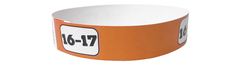 Bracelets Tyvek 100 pièces <br>16-17 orange