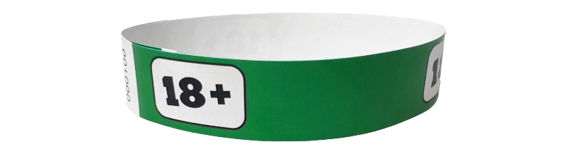 Bracelets Tyvek 100 pièces <br>18+ vert